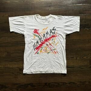 Vintage 90s Bahamas Graffiti White Single Stitch T Shirt Size Small